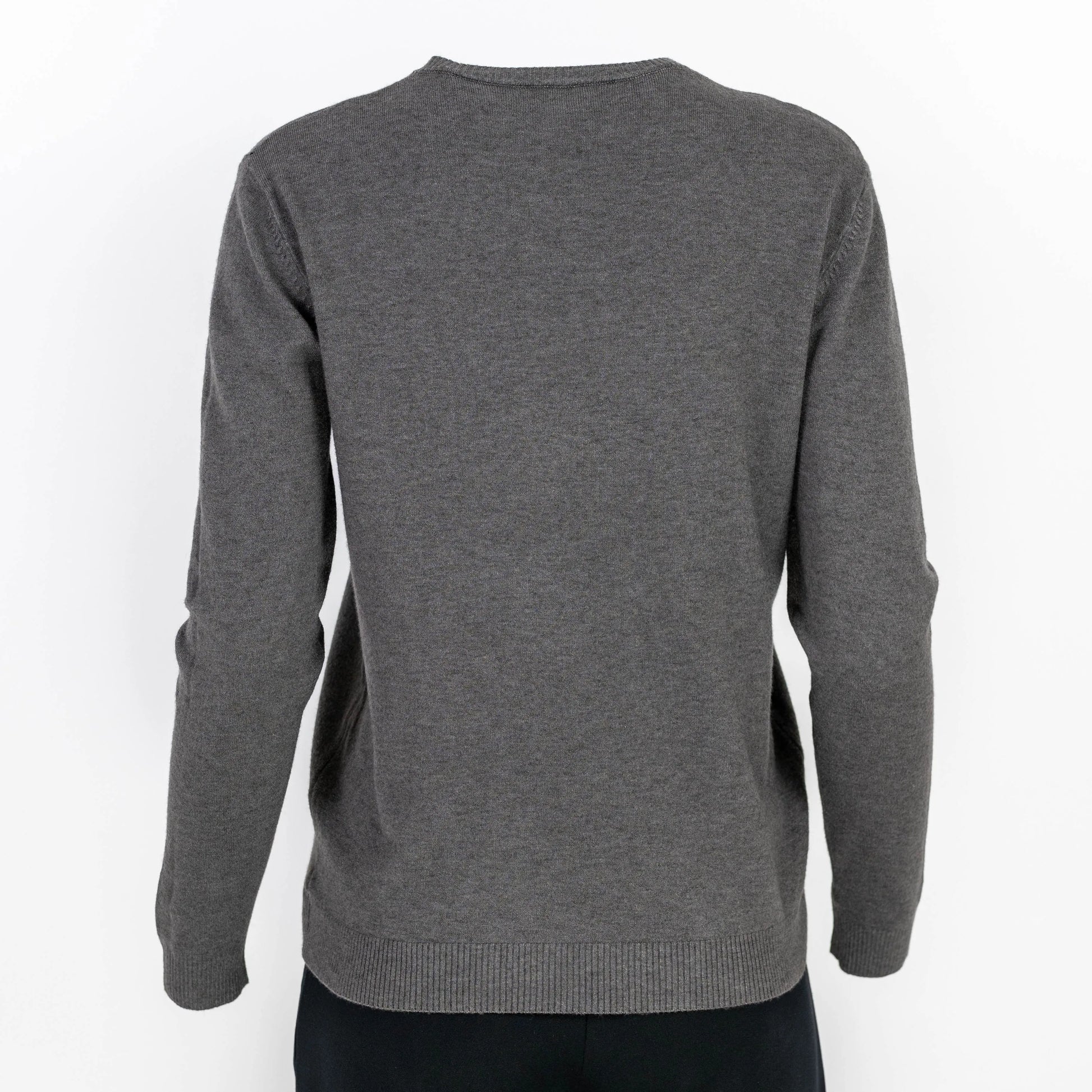 Сива плетена блуза с леопардов акцент - Sage Aura-блузи-6Sense