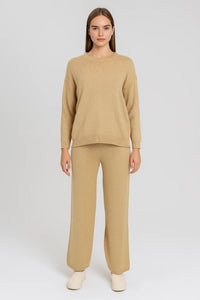 Дамски комплект от фино плетиво в златисто - Sand