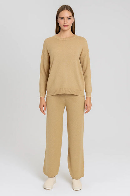 Дамски комплект от фино плетиво в златисто - Sand