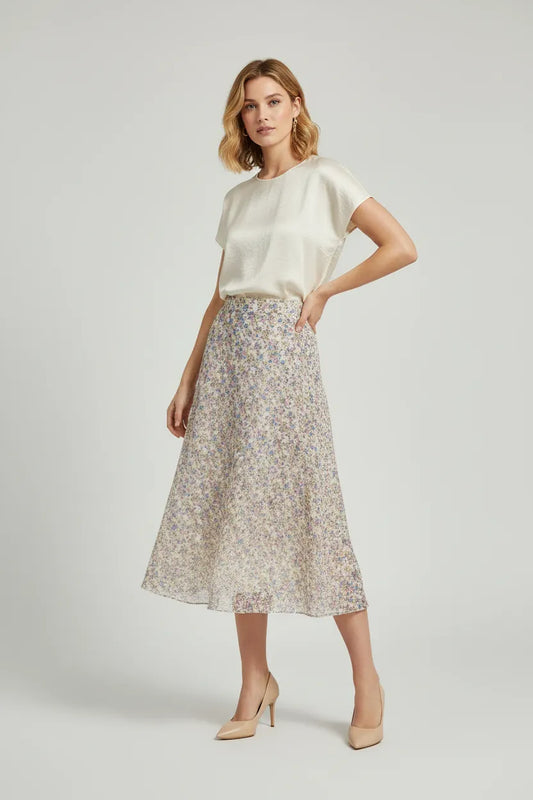 Тюлена миди пола с флорален принт - Morning Flower