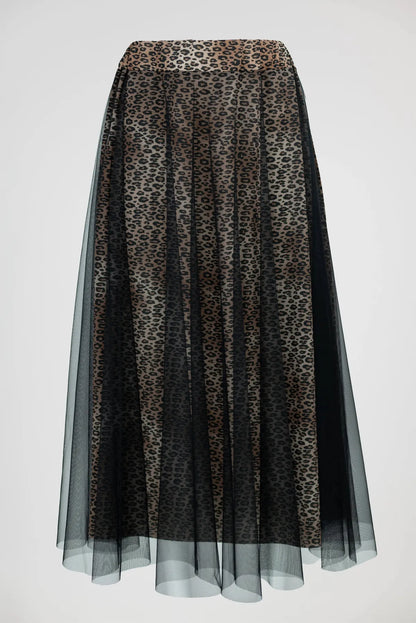 Дълга тюлена пола с леопардов принт - Wild Leopard Tulle-Поли-6Sense