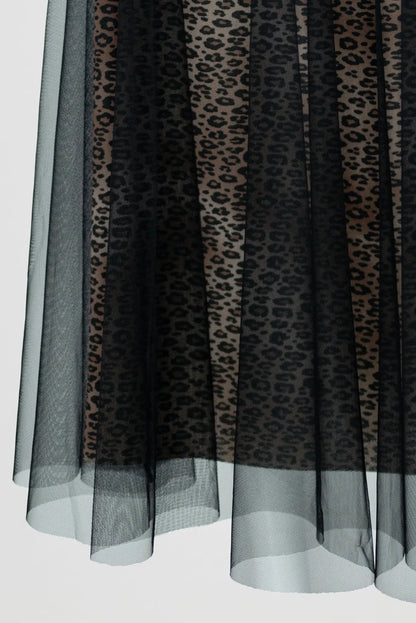 Дълга тюлена пола с леопардов принт - Wild Leopard Tulle-Поли-6Sense
