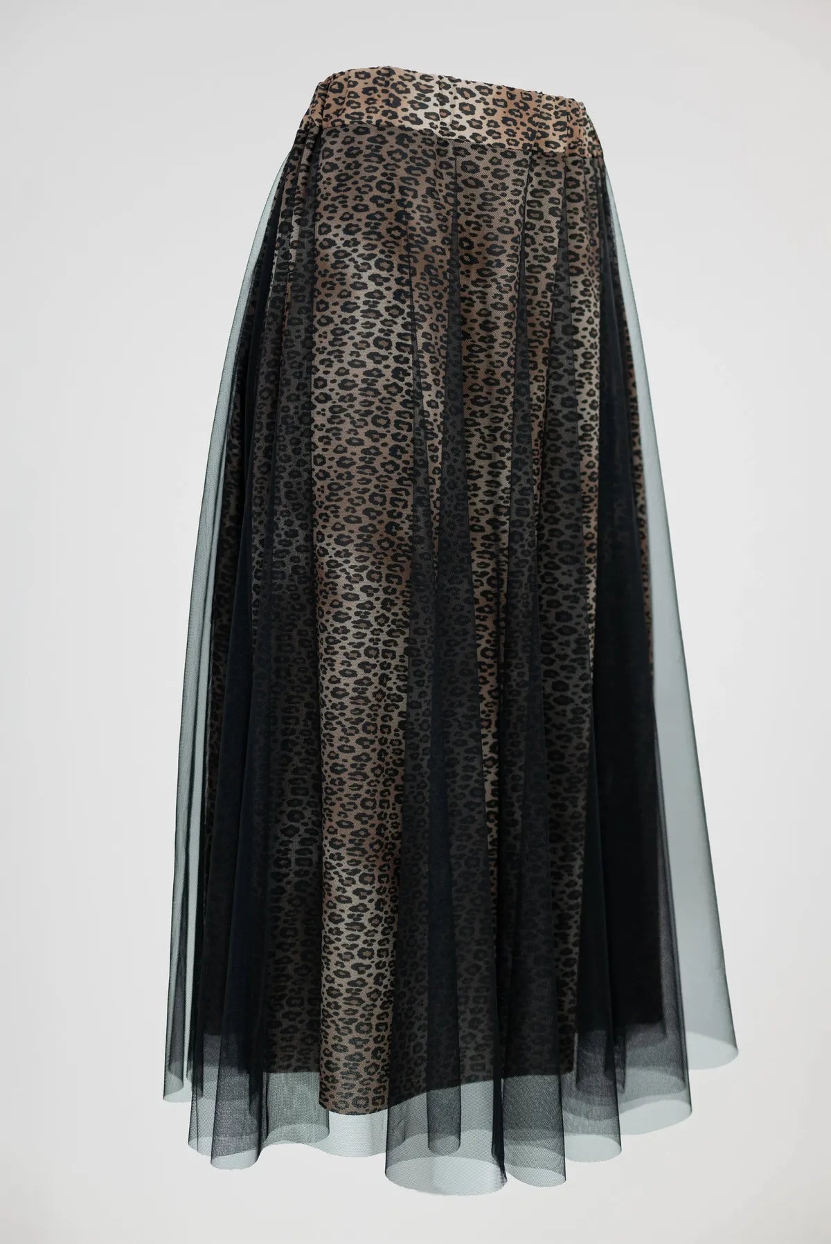 Дълга тюлена пола с леопардов принт - Wild Leopard Tulle-Поли-6Sense
